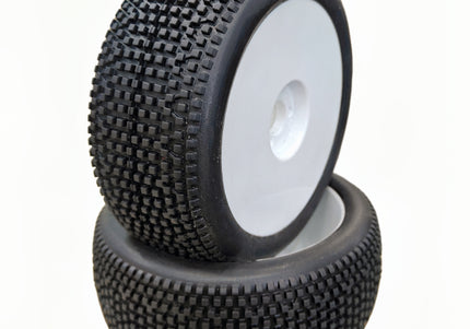 RC 1/8th BUGGY TIRES 038 MODEL PREMOUNTED WITH WHITE WHEEL