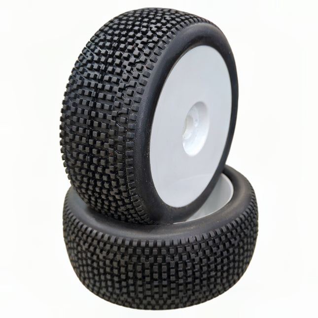 RC 1/8th BUGGY TIRES 038 MODEL PREMOUNTED WITH WHITE WHEEL