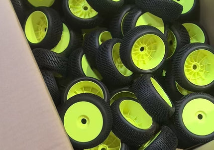 RC 1/8th BUGGY TIRES 038 MODEL PRE-MOUNTED YELLOW